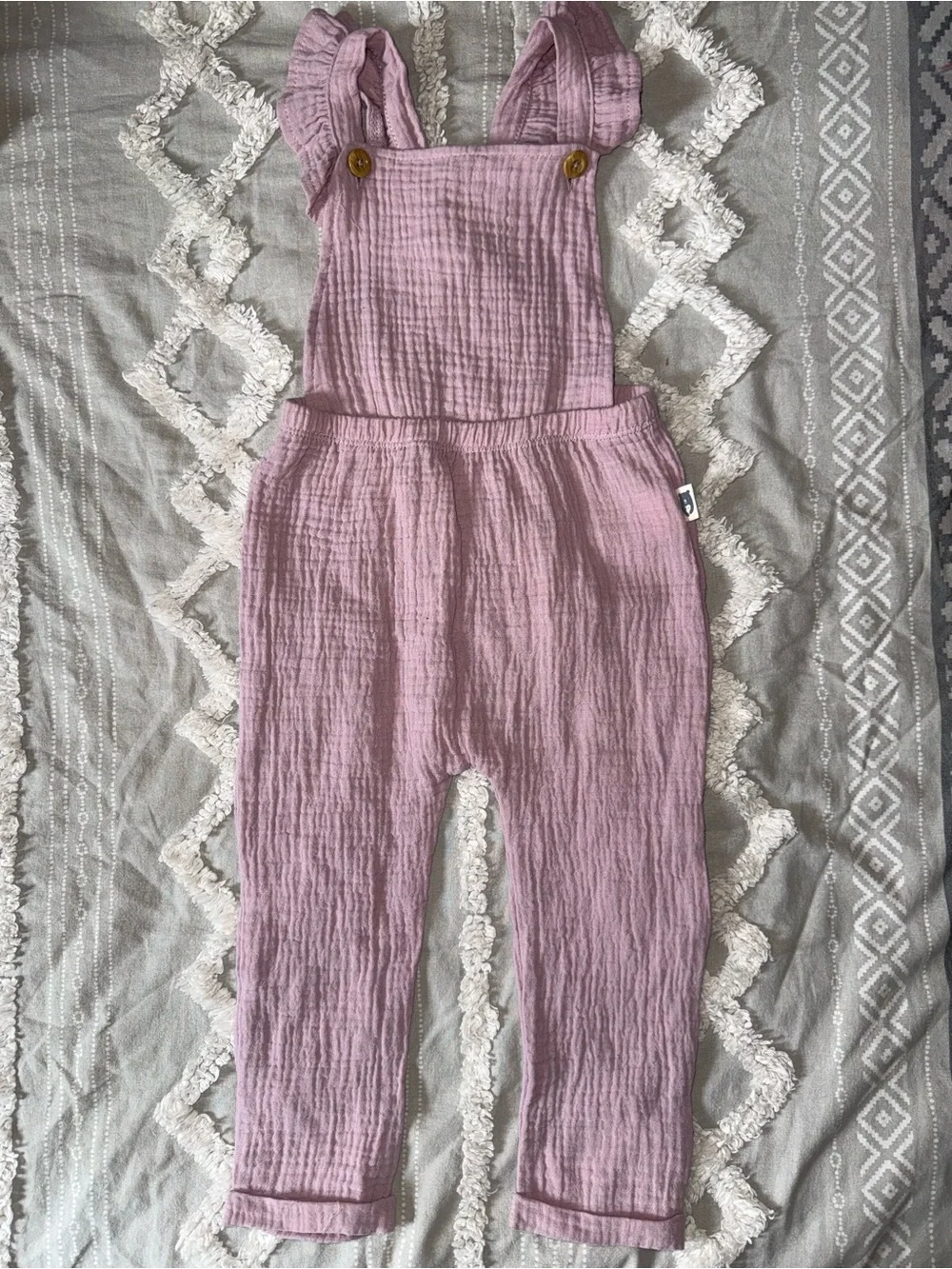 Rabbit + Bear Mauve Gauze Overalls One-Piece